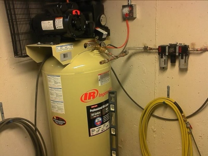 Air Compressor In A Residential Garage, Garage Air Compressor Setup